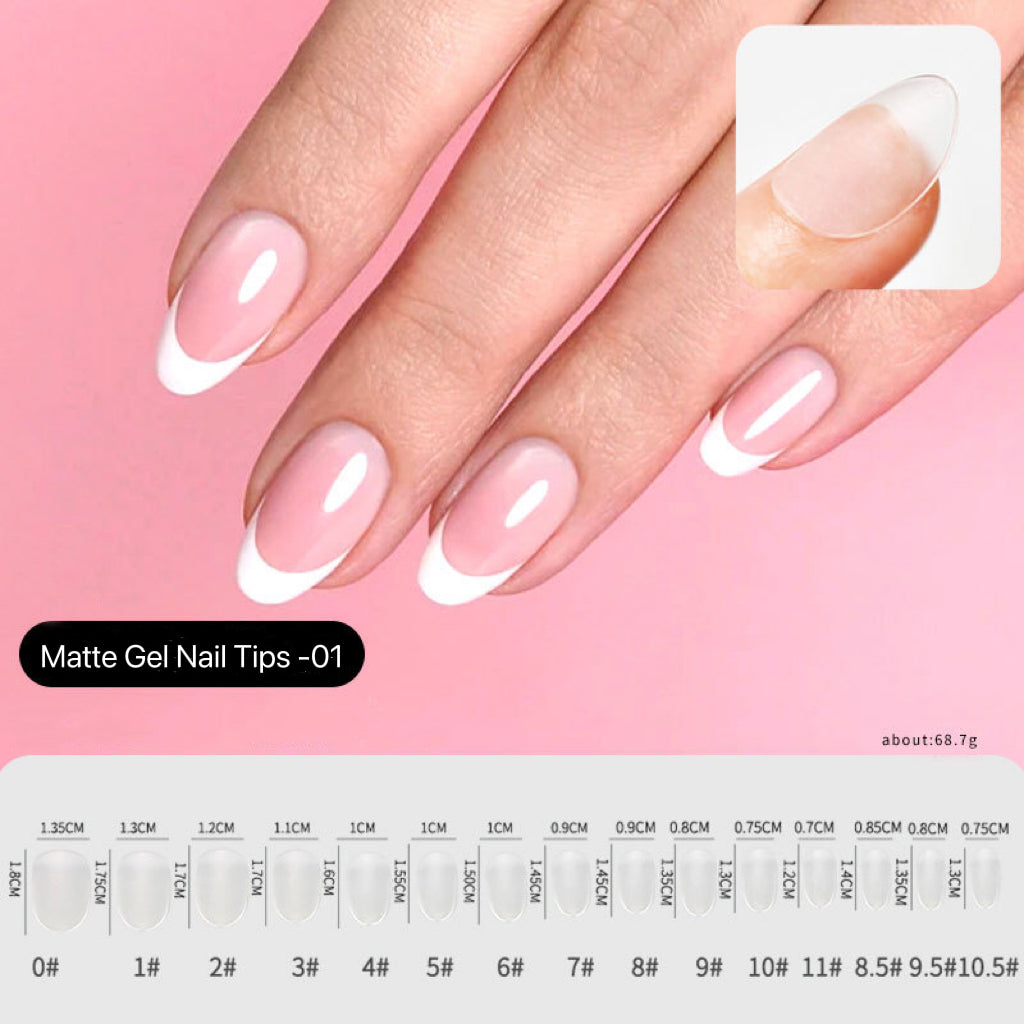 240pcs/box 14 Sizes Matte Gel Oval Nails Tips 01#