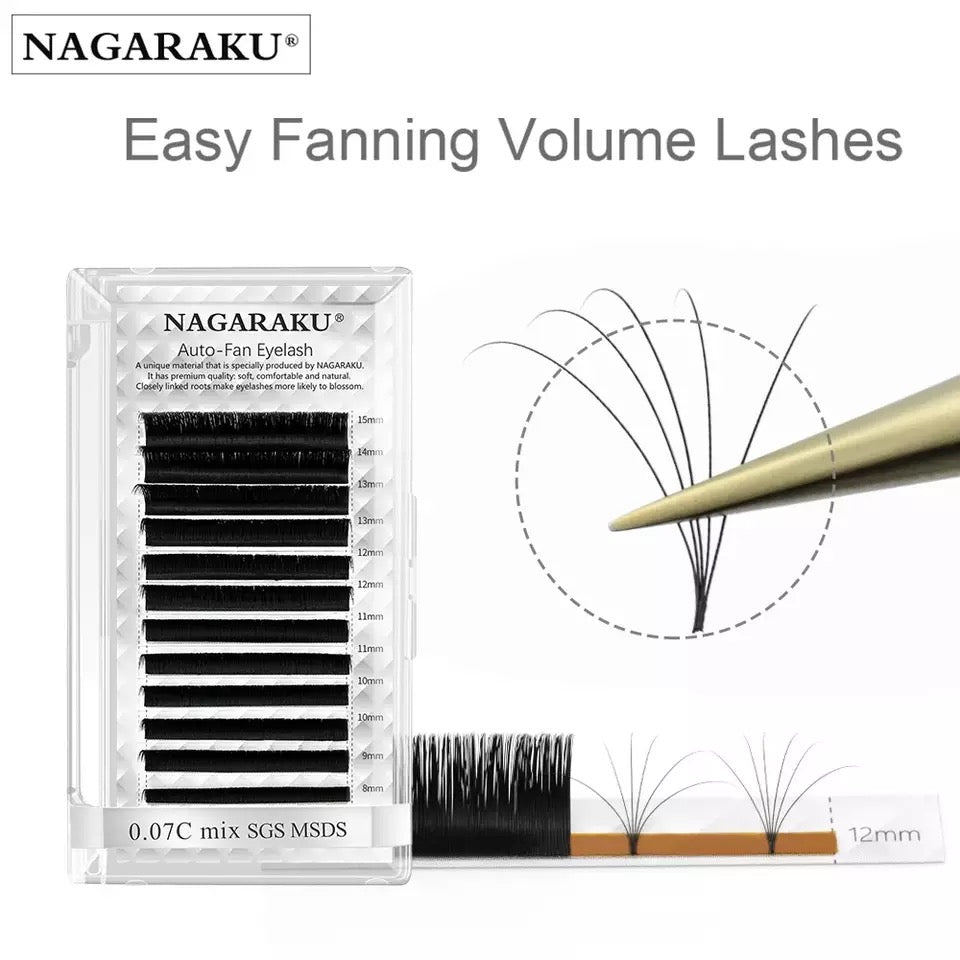 NAGARAKU 0.07mm C/D Curl Mix 8-15mm/16-20mm Easy Fan Auto Eyelash Extension