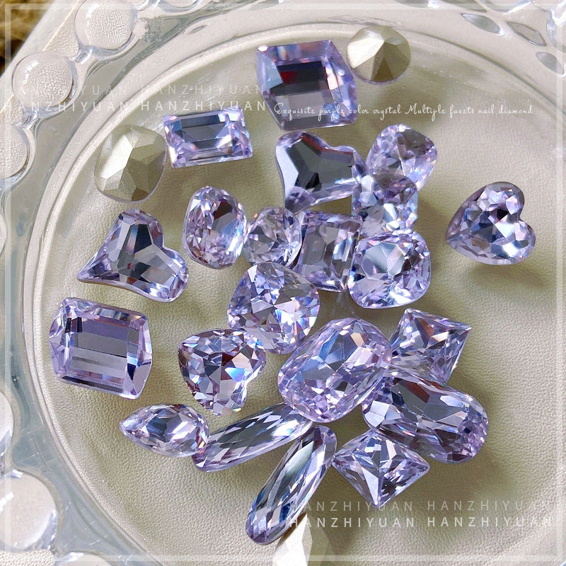 2pcs Light Purple Pointed Bottom Crystal K9 Drills
